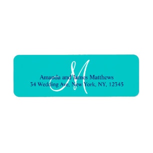 Étiquette Monogramme simple turquoise bleu marine pour Maria