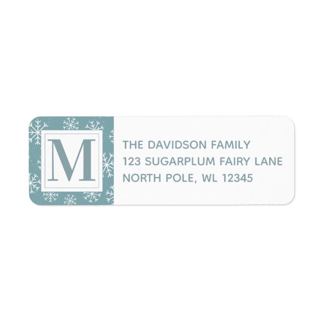 Étiquette Monogramme Snowflakes d'hiver (Devant)