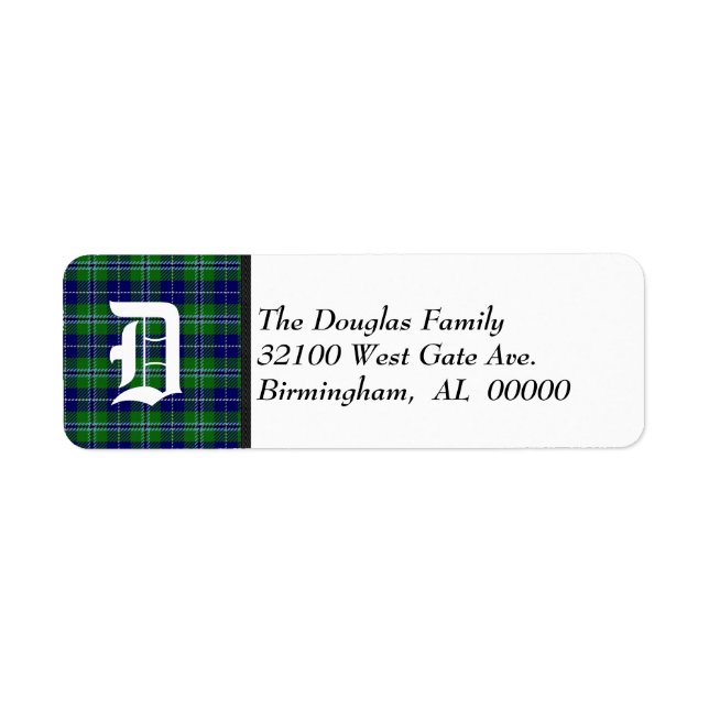 Étiquette Monogramme traditionnel douglas tartan (Devant)