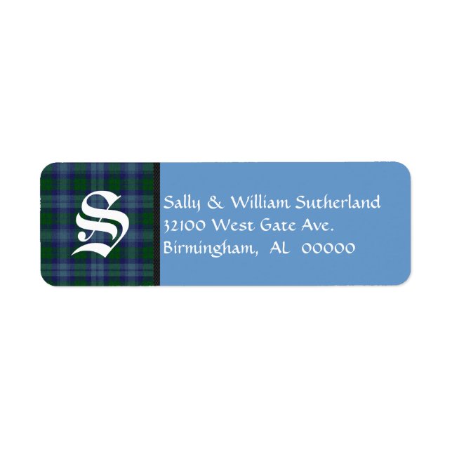 Étiquette Monogramme traditionnel Tartan-Sutherland (Devant)