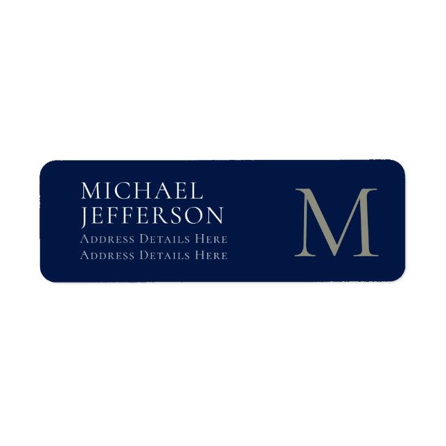 Étiquette Monogramme uni bleu foncé tendance affaires (Devant)