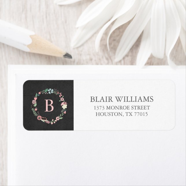 Étiquette Monogramme vintage de tableau noir (En situation)