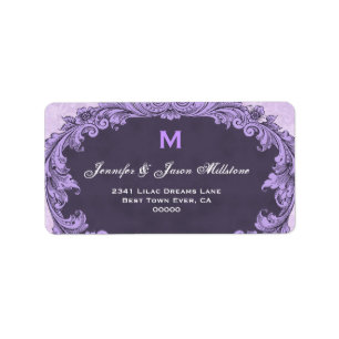Étiquette Monogramme Vintage romantique violet