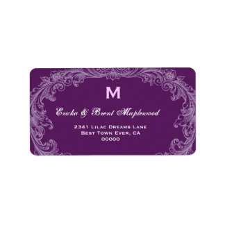 Étiquette Monogramme Vintage violet B455