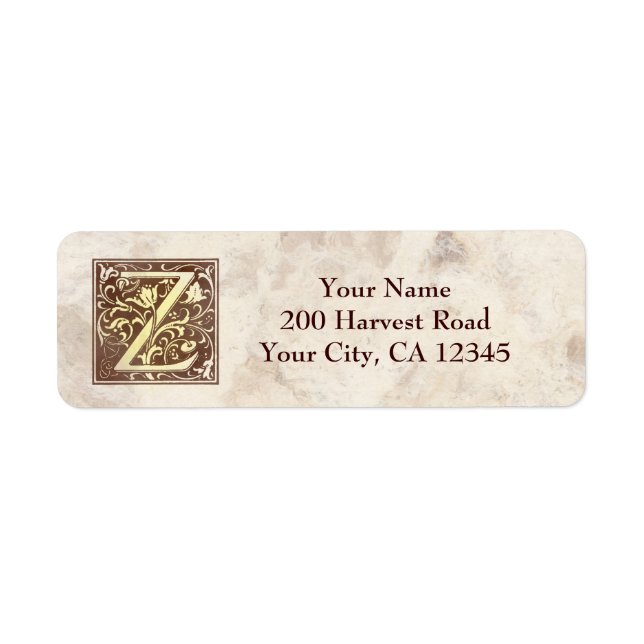 Étiquette Monogramme vintage Z (Devant)