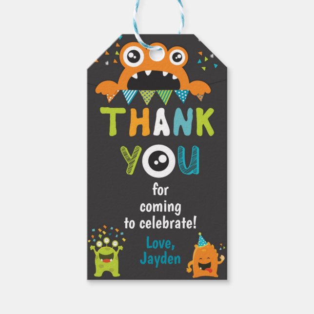 Étiquette Monster Birthday Merci Favoriser (Devant)