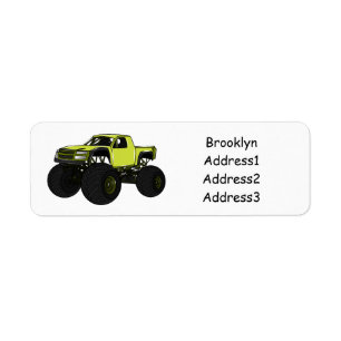 Étiquette Monster truck cartoon illustration