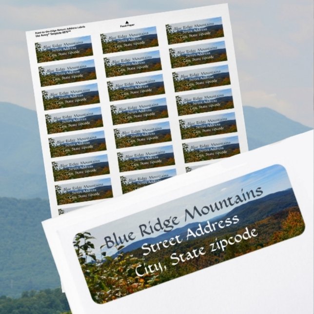 Étiquette Montagnes Blue Ridge, feuillage d'automne (Créateur téléchargé)