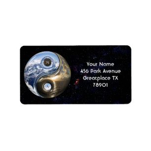 Étiquette Montagnes de mer de Yin Yang avec votre monogramme