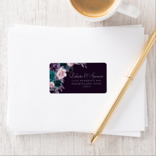 Étiquette Moody Boho   Sombre Aubergine Paarse Rozen Adresse