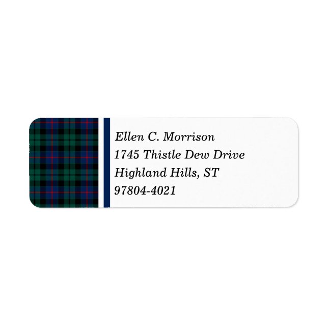 Étiquette Morrison Clan vert et bleu Tartan écossais (Devant)