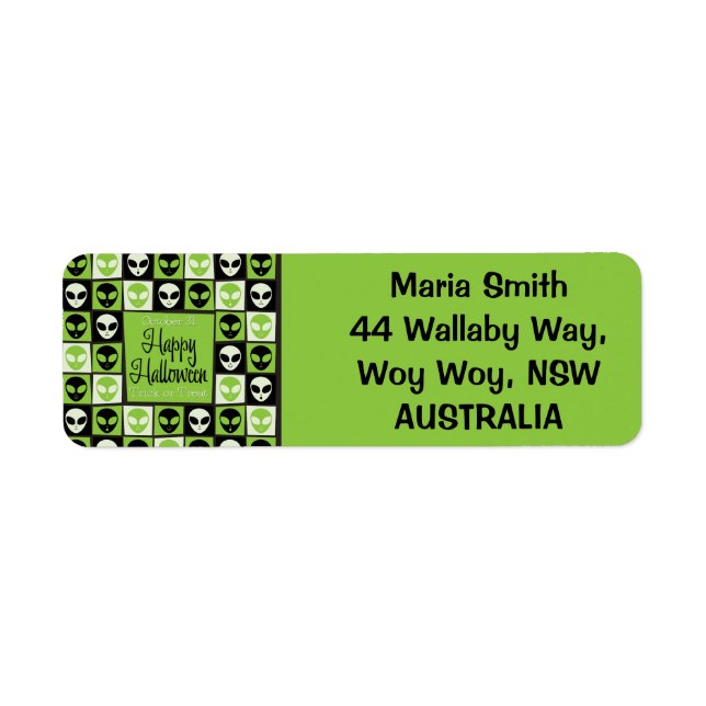 Étiquette Mosaïque alien d'Halloween (Devant)