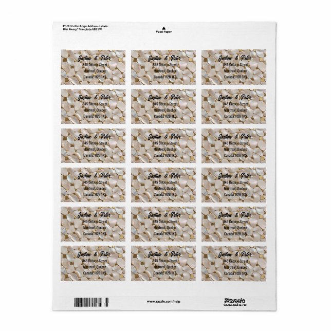 Étiquette Mosaïque de perle dorée Champagne (Feuille entière)