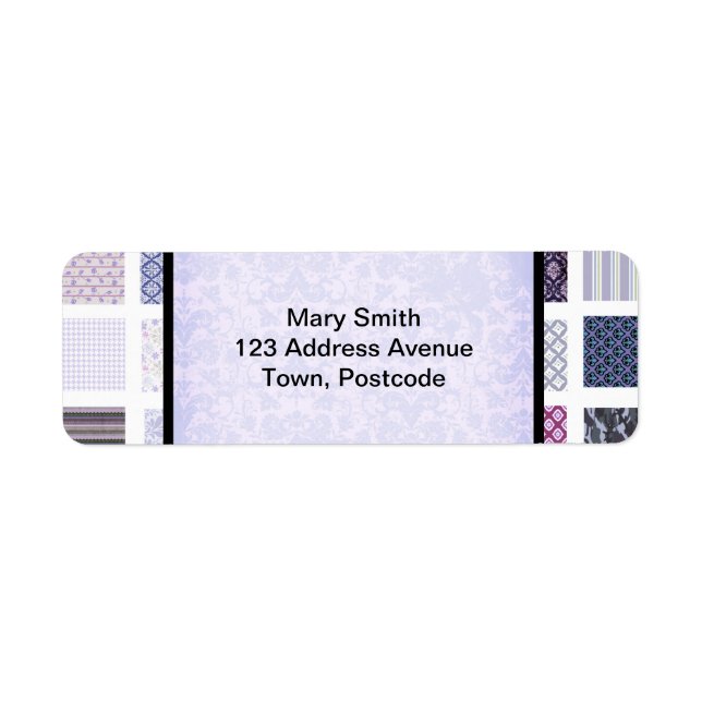 Étiquette Mosaïque violette et blanche (Devant)