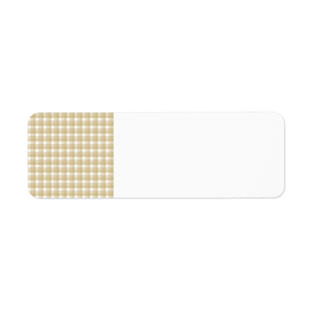 Étiquette Motif à chèque marron clair. En vichy beige. (Devant)