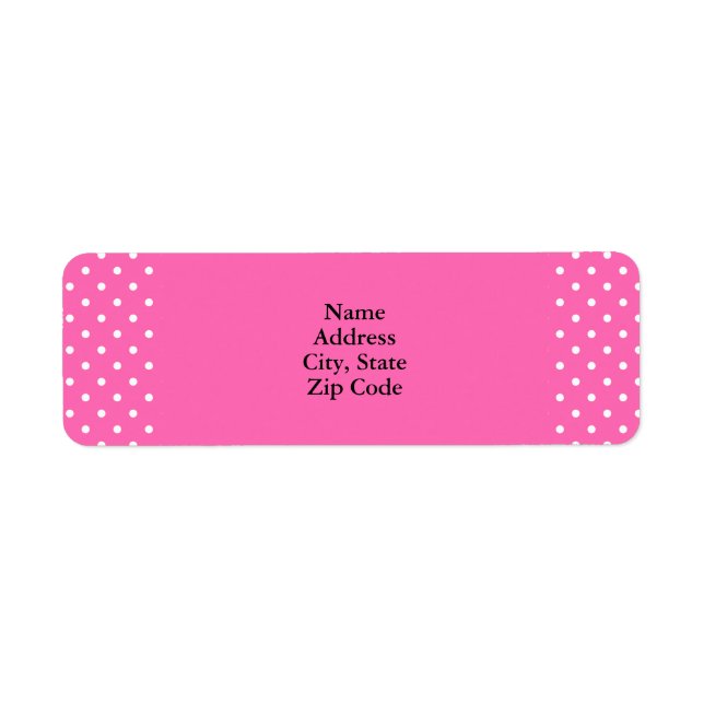 Étiquette Motif à points de polka rose chaud et blanc (Devant)