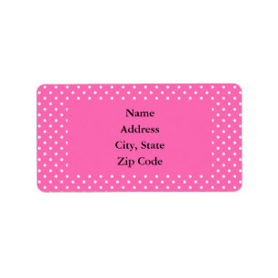 Étiquette Motif à points de polka rose chaud et blanc