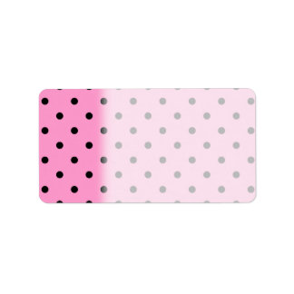 Étiquette Motif à points Polka rose et noir.