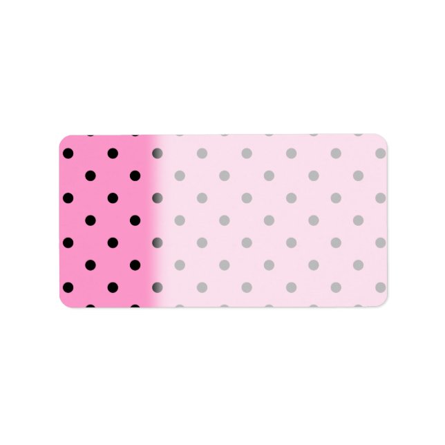 Étiquette Motif à points Polka rose et noir. (Devant)