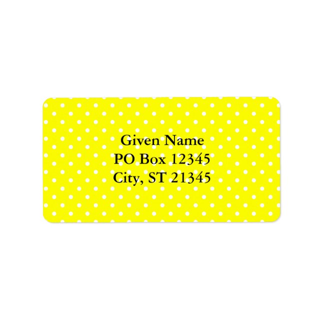 Étiquette Motif à pois jaune et blanc (Devant)