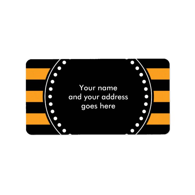 Étiquette Motif à rayures noir et orange (Devant)