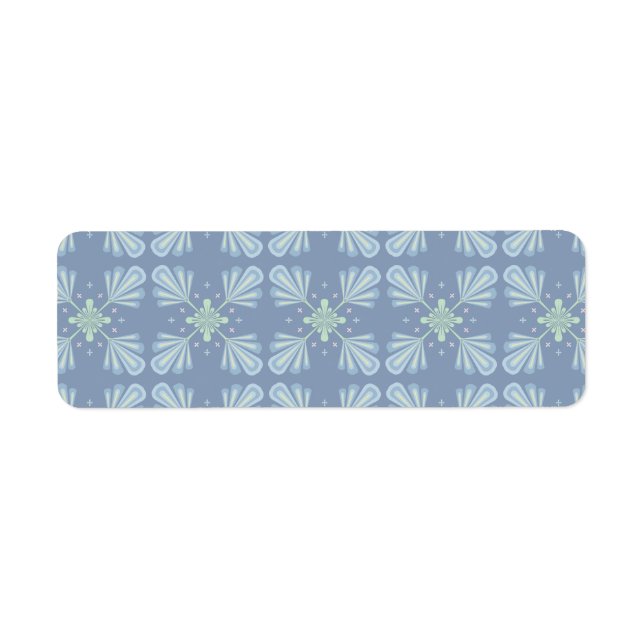Étiquette Motif Abstrait Floral Bleu (Devant)