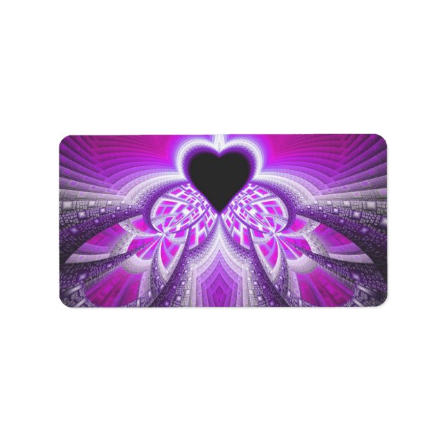 Étiquette Motif Abstrait Fractal Rose Et Violet (Devant)