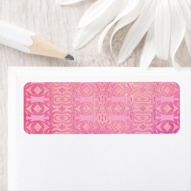 Étiquette motif abstrait rose (En situation)