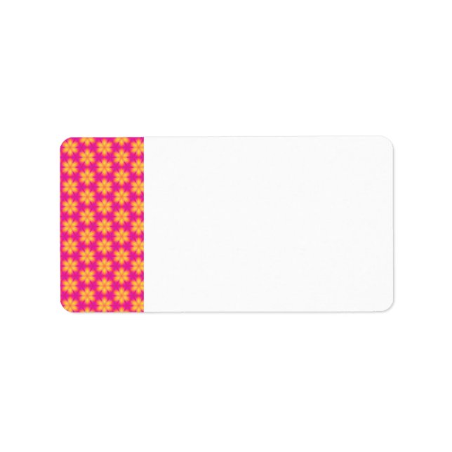 Étiquette Motif Abstrait rose et jaune vif (Devant)