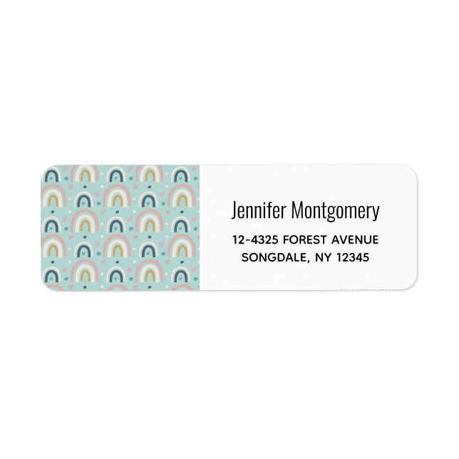 Étiquette Motif arc-en-ciel blanc mignon (Devant)