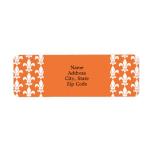 Étiquette Motif blanc et orange Fleur de Lis