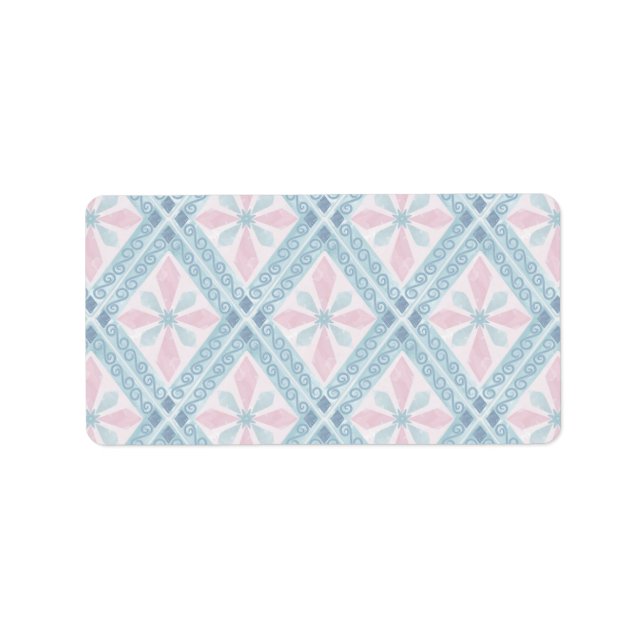 Étiquette motif bleu en forme de diamant (Devant)
