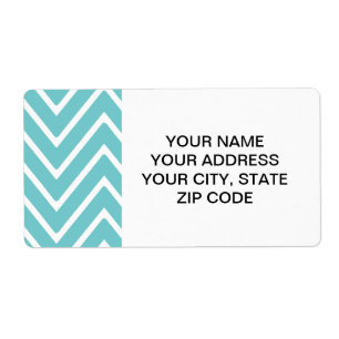 Étiquette Motif bleu et blanc turquoise 2 de Chevron