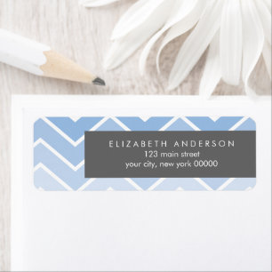 Étiquette Motif Blue Ombre Zig Zag Chevron