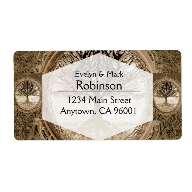 Étiquette Motif Brown de l'arbre de vie (Devant)