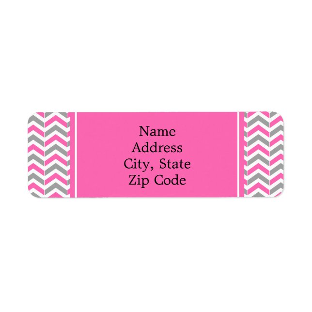 Étiquette Motif chaud rose et gris Chevron (Devant)