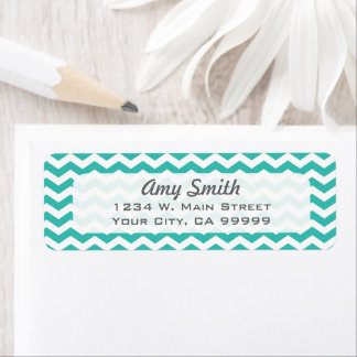 Étiquette Motif Chevron Aqua Blue Stripes Personnalisé