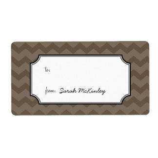 Étiquette Motif chevron chic gris à personnalisé étiquette-c