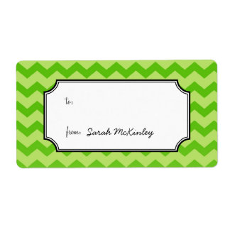 Étiquette Motif chevron chic vert à partir de cadeau personn