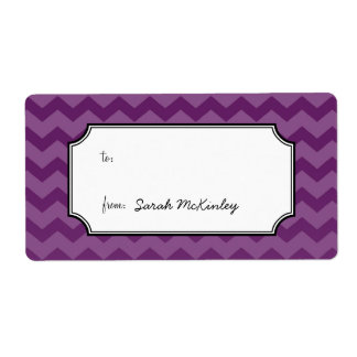 Étiquette Motif chevron chic violet à partir de cadeau perso
