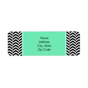 Étiquette Motif Chevron en mousse de mer noire et blanche