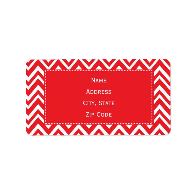 Étiquette Motif Chevron rouge et blanc (Devant)
