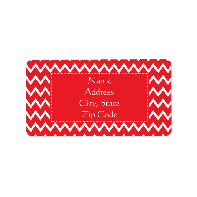 Étiquette Motif Chevron rouge et blanc (Devant)