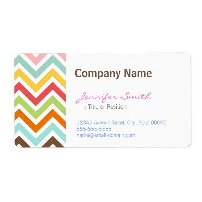 Étiquette Motif coloré Chevron Zigzag (Devant)