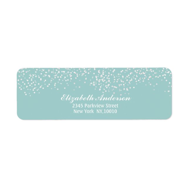 Étiquette Motif Confetti Mariage bleu et blanc turquoise (Devant)