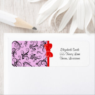 Étiquette Motif Damas, Damas rose, Damas français