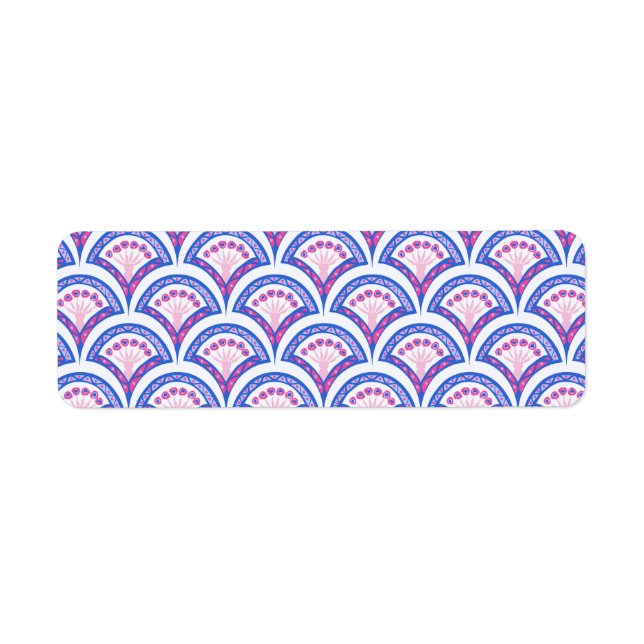 Étiquette motif damassé floral bleu (Devant)