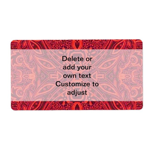 Étiquette Motif damassé rouge (Devant)