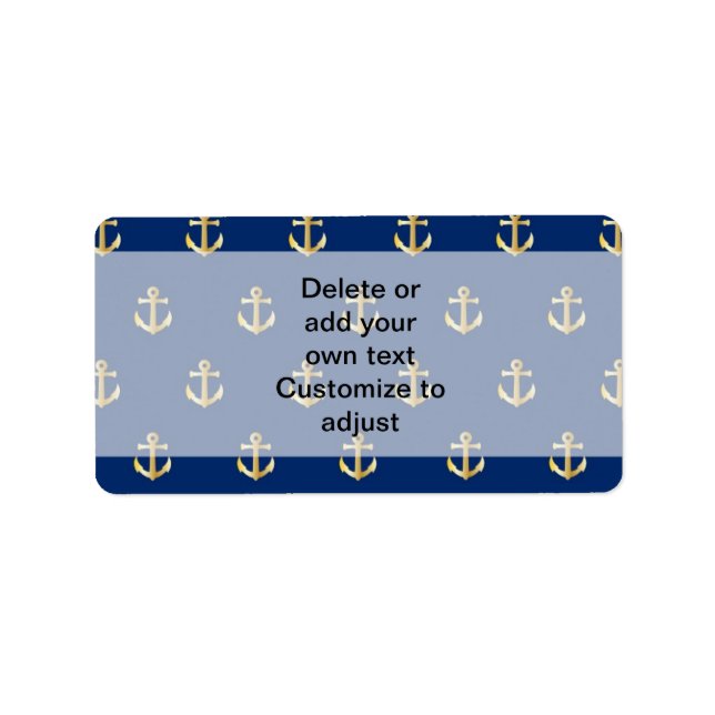 Étiquette Motif d'ancrage bleu (Devant)
