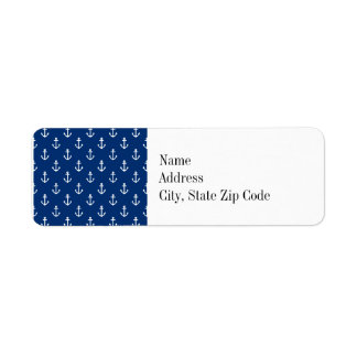 Étiquette Motif d'Ancres nautiques bleu marine